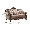 ACME Mehadi Velvet & Walnut Loveseat with 6 Pillows Model 50691
