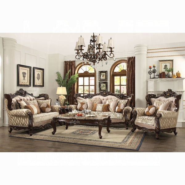 ACME Shalisa Fabric & Walnut Loveseat with 5 Pillows(Same LV01586) Model 51051