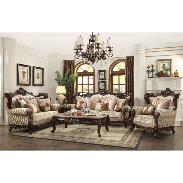 ACME Shalisa Fabric & Walnut Sofa with 7 Pillows(Same LV01585) Model 51050