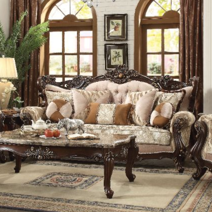 ACME Shalisa Fabric & Walnut Sofa with 7 Pillows(Same LV01585) Model 51050