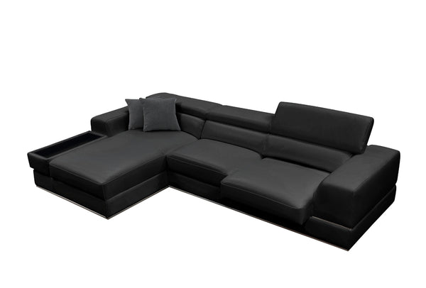 Divani Casa Pella Mini Modern Black Leather Left Facing Sectional Sofa Model VGCA5106A-BLK