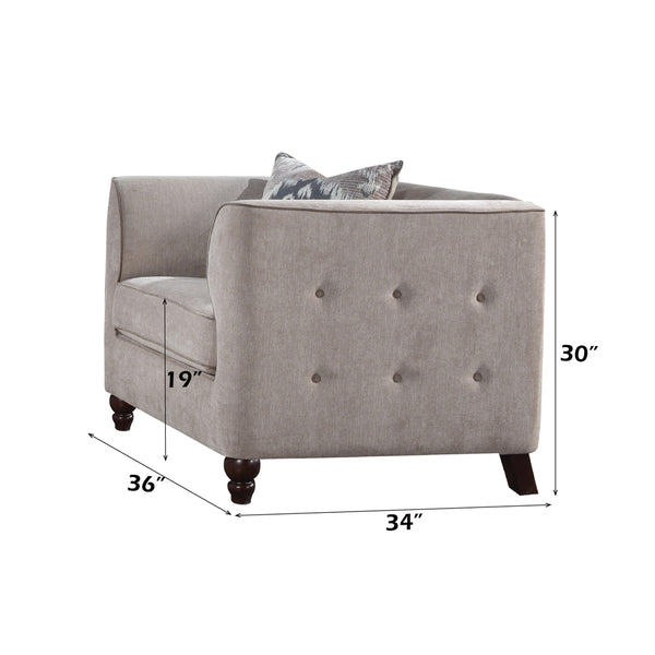 ACME Cyndi Tan Velvet Chair with Pillow Model 52057