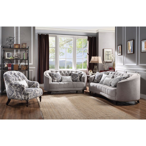 ACME Saira Light Gray Fabric Loveseat with 3 Pillows Model 52061