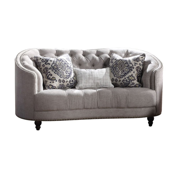 ACME Saira Light Gray Fabric Loveseat with 3 Pillows Model 52061