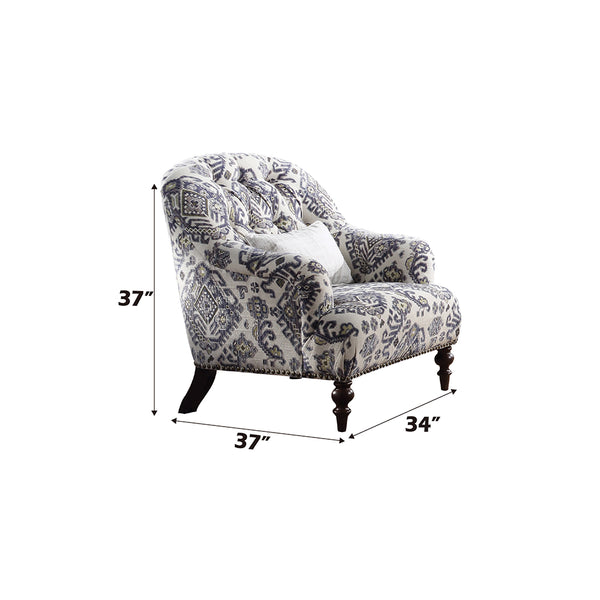 ACME Saira Pattern Fabric Chair with Pillow Model 52062