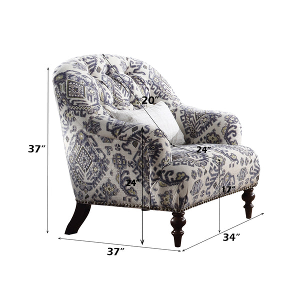 ACME Saira Pattern Fabric Chair with Pillow Model 52062