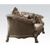 ACME Dresden Bone Velvet & Gold Patina Loveseat with 5 Pillows Model 52091