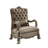 ACME Dresden Bone Velvet & Gold Patina Chair with Pillow Model 52092
