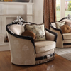 ACME Ernestine Tan Fabric & Black Chair with 2 Pillows Model 52112