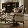 ACME Latisha Tan Pattern Fabric & Antique Oak Chair with 2 Pillows(Same LV01578) Model 52117