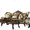ACME Latisha Tan Pattern Fabric & Antique Oak Sofa with 8 Pillows(Same LV01576) Model 52115