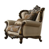 ACME Latisha Tan Pattern Fabric & Antique Oak Chair with 2 Pillows(Same LV01578) Model 52117