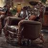 ACME Versailles Two Tone Dark Brown Synthetic Leather & Cherry Oak Chair with 2 Pillows Model 52122