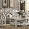 ACME Versailles Vintage Gray Synthetic Leather & Bone White Sofa with 7 Pillows Model 52125