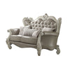 ACME Versailles Vintage Gray Synthetic Leather & Bone White Loveseat with 4 Pillows Model 52126
