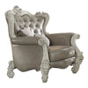 ACME Versailles Vintage Gray Synthetic Leather & Bone White Chair with 2 Pillows Model 52127