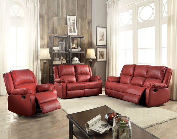 ACME Zuriel Red Synthetic Leather Motion Sofa Model 52150