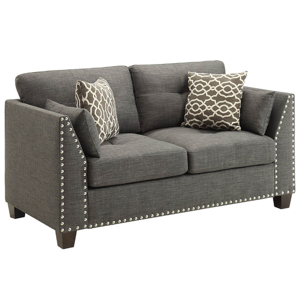 ACME Laurissa Light Charcoal Linen Loveseat with 4 Pillows Model 52406