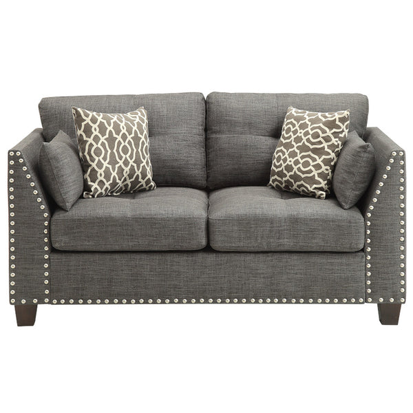 ACME Laurissa Light Charcoal Linen Loveseat with 4 Pillows Model 52406