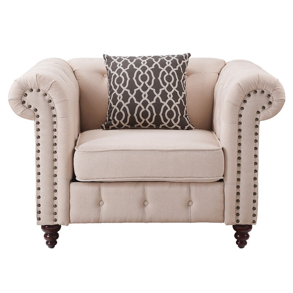ACME Aurelia Beige Linen Chair with Pillow Model 52422