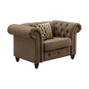 ACME Aurelia Brown Linen Chair with Pillow Model 52427
