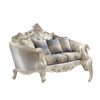 ACME Gorsedd Fabric & Golden Ivory Loveseat with 4 Pillows Model 52441