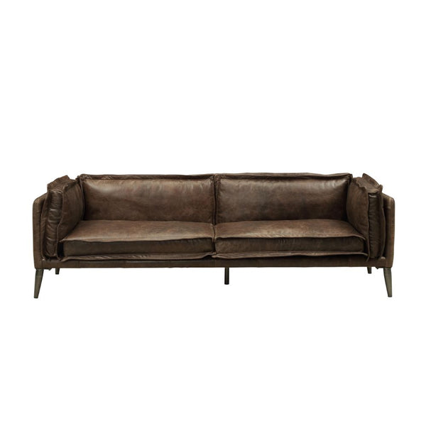 ACME Porchester Distress Chocolate Top Grain Leather Sofa Model 52480