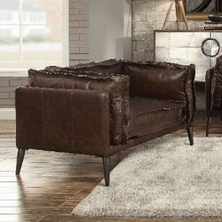 ACME Porchester Distress Chocolate Top Grain Leather Chair Model 52482