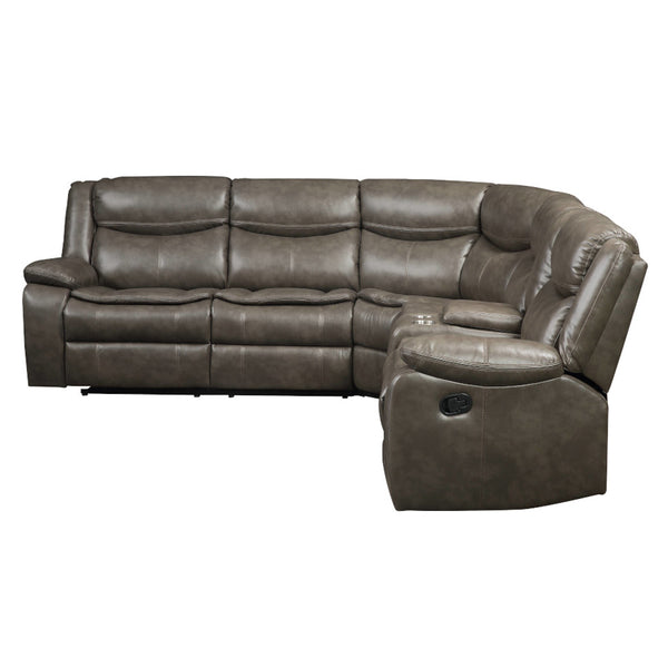 ACME Tavin Taupe Leather Aire Match Motion Sectional Sofa Model 52540