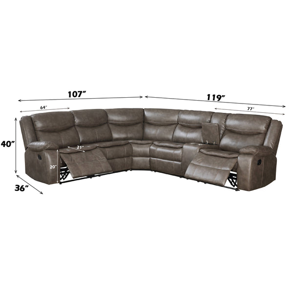 ACME Tavin Taupe Leather Aire Match Motion Sectional Sofa Model 52540