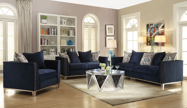 ACME Phaedra Blue Fabric Sofa with 5 Pillows Model 52830