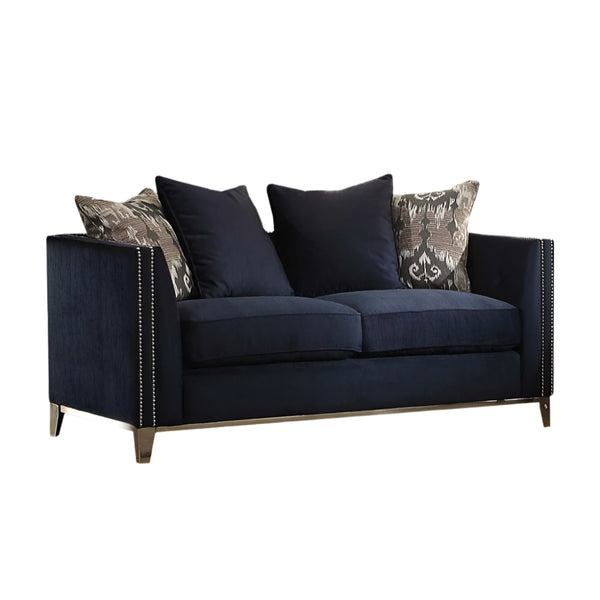 ACME Phaedra Blue Fabric Loveseat with 4 Pillows Model 52831
