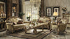 ACME Vendome Bone Synthetic Leather & Gold Patina Sofa with 4 Pillows Model 53000