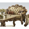 ACME Vendome Bone Synthetic Leather & Gold Patina Loveseat with 3 Pillows Model 53001