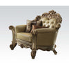 ACME Vendome Bone Synthetic Leather & Gold Patina Chair with 2 Pillows Model 53002