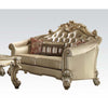 ACME Vendome II Bone Synthetic Leather & Gold Patina Loveseat with 3 Pillows Model 53121