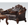 ACME Vendome II Two Tone Dark Brown Synthetic Leather & Cherry Loveseat with 3 Pillows Model 53131