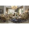 ACME Dresden Bone Synthetic Leather & Gold Patina Sofa with 4 Pillows Model 53160