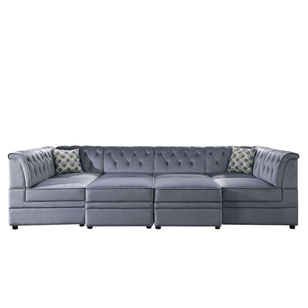 ACME Bois II Gray Velvet Modular Armless Chair Model 53305