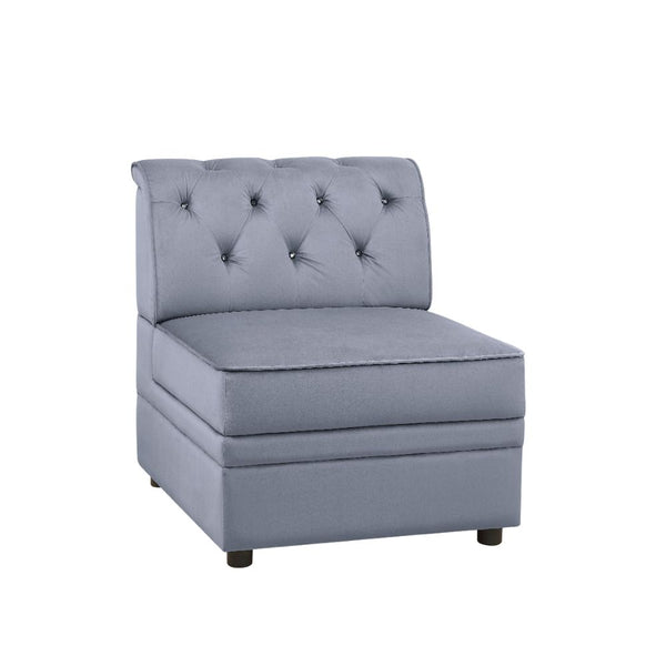 ACME Bois II Gray Velvet Modular Armless Chair Model 53305