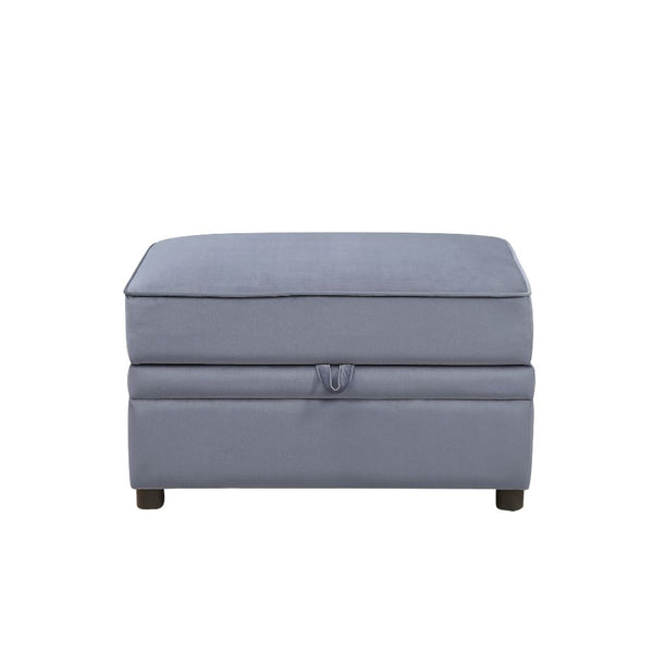 ACME Bois II Gray Velvet Ottoman with Storage Model 53307