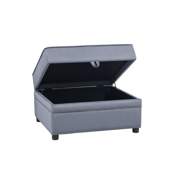 ACME Bois II Gray Velvet Ottoman with Storage Model 53307