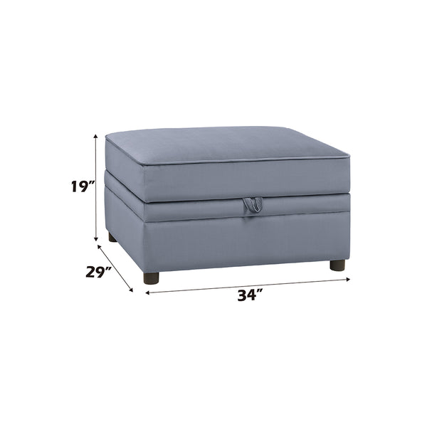 ACME Bois II Gray Velvet Ottoman with Storage Model 53307