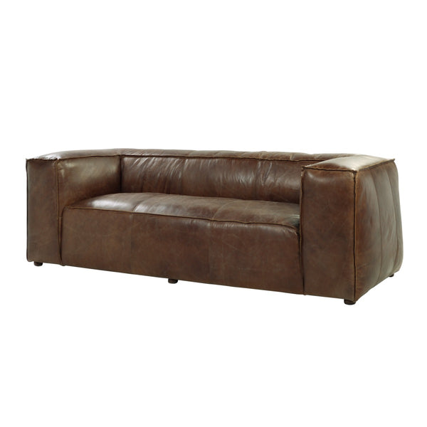 ACME Brancaster Retro Brown Top Grain Leather Sofa Model 53545