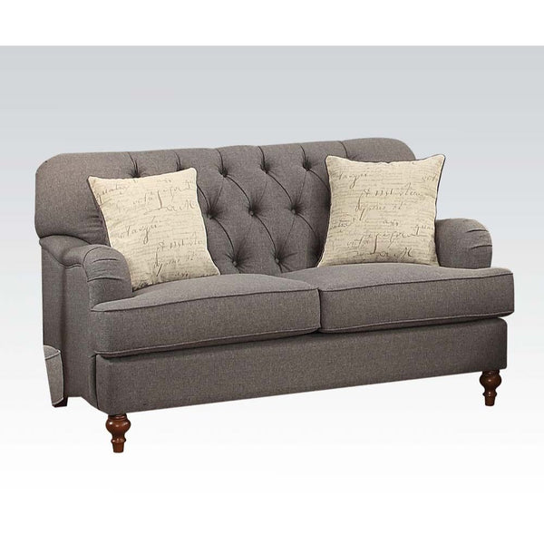 ACME Alianza Dark Gray Fabric Loveseat with 2 Pillows Model 53691