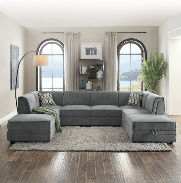 ACME Bois Gray Velvet Modular Armless Chair Model 53780