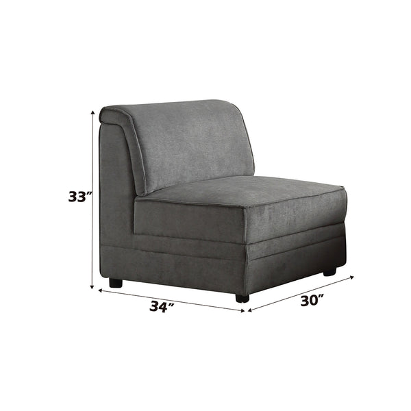 ACME Bois Gray Velvet Modular Armless Chair Model 53780