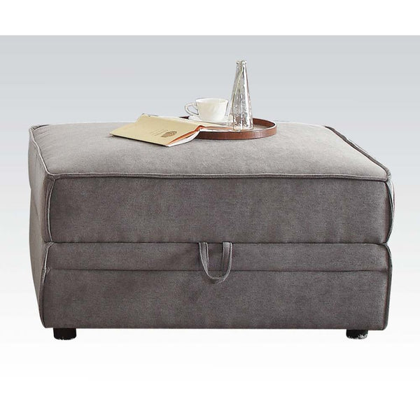 ACME Bois Gray Velvet Ottoman with Storage Model 53782