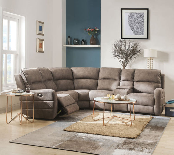 ACME Olwen Mocha Nubuck Power Motion Sectional Sofa Model 54590