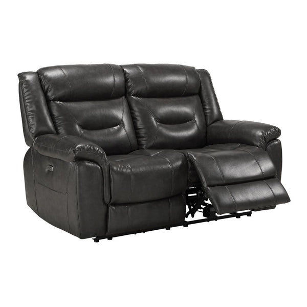 ACME Imogen Gray Leather Aire Power Motion Loveseat with USB Port Model 54806